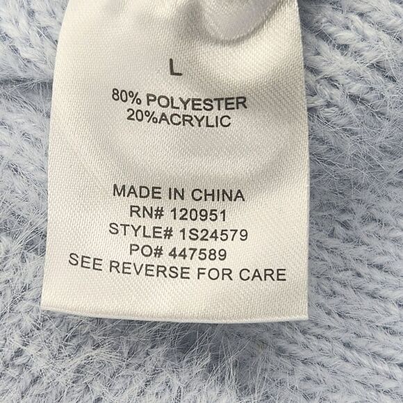 Pink Rose Fluffy Fuzzy Sweater Womens Size Large Powder Blue Y2K Rave Clueless - Picture 6 of 7